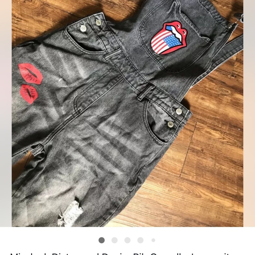Mistook distressed denim overalls-Size Small